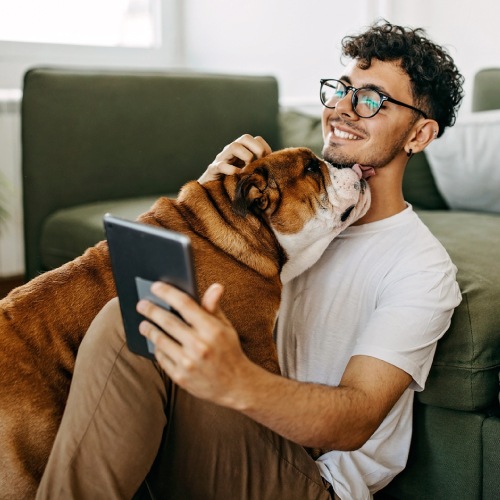 Man with his pet dog